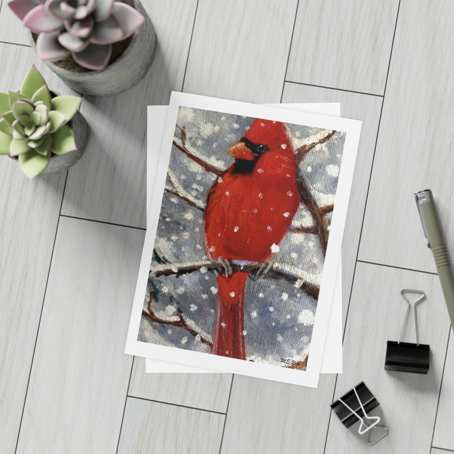 ME YOLO Winter Series Red Cardinal Greeting Card Bundles (envelopes included)