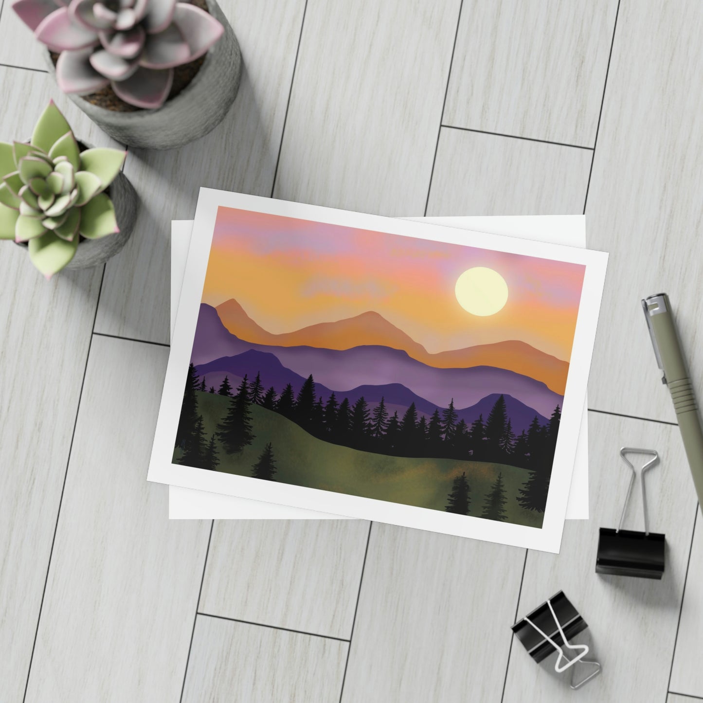 ME YOLO Vibrant Mountain Scene Greeting Card Bundles (envelopes included)